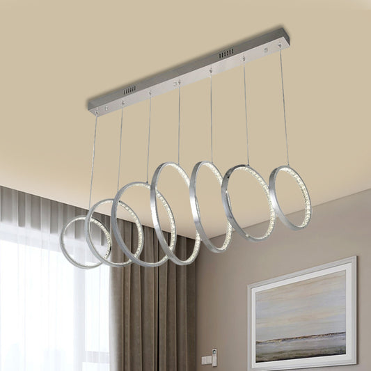 Hoops Hanging Ceiling Light Simplicity Metal LED Chrome Multiple Lamp Pendant for Kitchen Chrome Clearhalo 'Ceiling Lights' 'Modern Pendants' 'Modern' 'Pendant Lights' 'Pendants' Lighting' 1724688