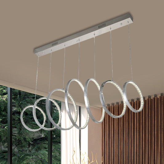 Hoops Hanging Ceiling Light Simplicity Metal LED Chrome Multiple Lamp Pendant for Kitchen Clearhalo 'Ceiling Lights' 'Modern Pendants' 'Modern' 'Pendant Lights' 'Pendants' Lighting' 1724689