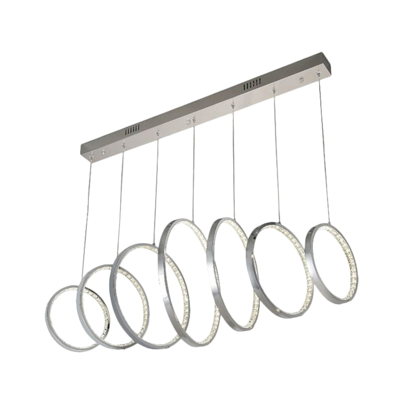 Hoops Hanging Ceiling Light Simplicity Metal LED Chrome Multiple Lamp Pendant for Kitchen Clearhalo 'Ceiling Lights' 'Modern Pendants' 'Modern' 'Pendant Lights' 'Pendants' Lighting' 1724690