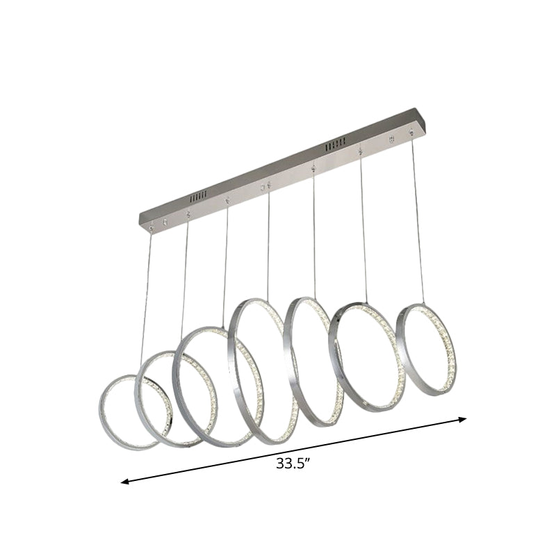 Hoops Hanging Ceiling Light Simplicity Metal LED Chrome Multiple Lamp Pendant for Kitchen Clearhalo 'Ceiling Lights' 'Modern Pendants' 'Modern' 'Pendant Lights' 'Pendants' Lighting' 1724691