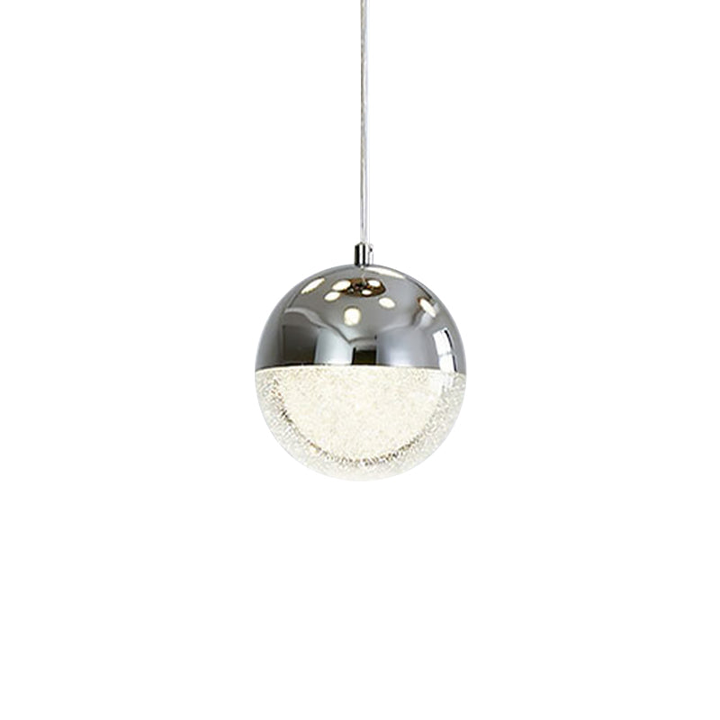 Chrome/Gold LED Ball Pendant Light Modernism Crystal Suspended Lighting Fixture for Dining Room Clearhalo 'Ceiling Lights' 'Modern Pendants' 'Modern' 'Pendant Lights' 'Pendants' Lighting' 1724702