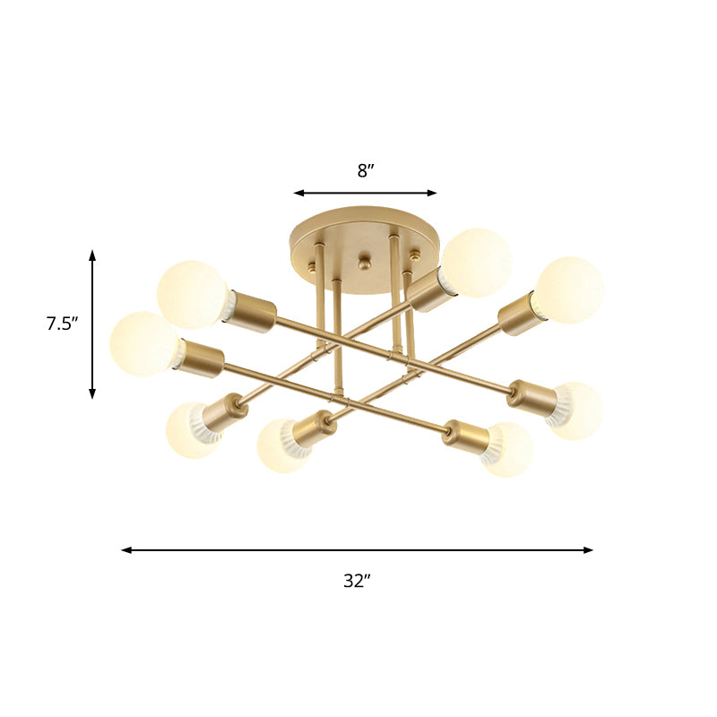 Bookstore Living Room Stacked Ceiling Light Metal Contemporary Semi Ceiling Mount Light Clearhalo 'Ceiling Lights' 'Close To Ceiling Lights' 'Close to ceiling' 'Semi-flushmount' Lighting' 172473