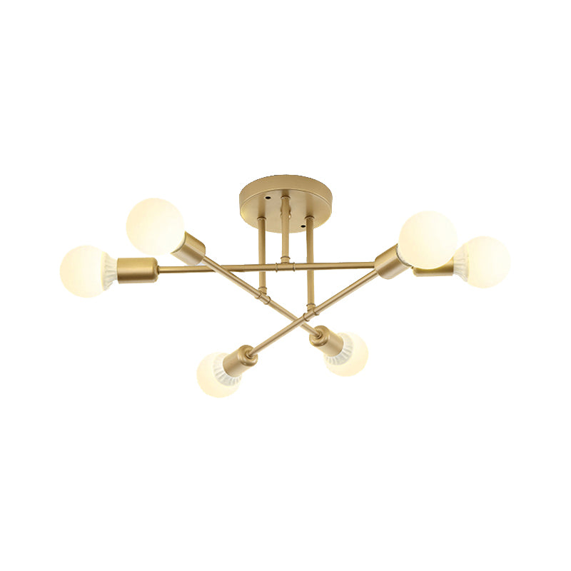 Bookstore Living Room Stacked Ceiling Light Metal Contemporary Semi Ceiling Mount Light Clearhalo 'Ceiling Lights' 'Close To Ceiling Lights' 'Close to ceiling' 'Semi-flushmount' Lighting' 172475