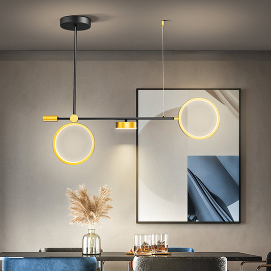 Round Metal Island Lighting Ideas Modernist LED Black-Gold Drop Pendant in Warm/White Light Black-Gold Clearhalo 'Ceiling Lights' 'Island Lights' Lighting' 1724780