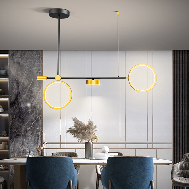 Round Metal Island Lighting Ideas Modernist LED Black-Gold Drop Pendant in Warm/White Light Clearhalo 'Ceiling Lights' 'Island Lights' Lighting' 1724781