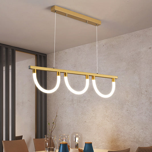 Semicircle Kitchen Down Lighting Acrylic 3 Lights Contemporary Island Lamp in Black/Gold Gold Clearhalo 'Ceiling Lights' 'Island Lights' Lighting' 1724784