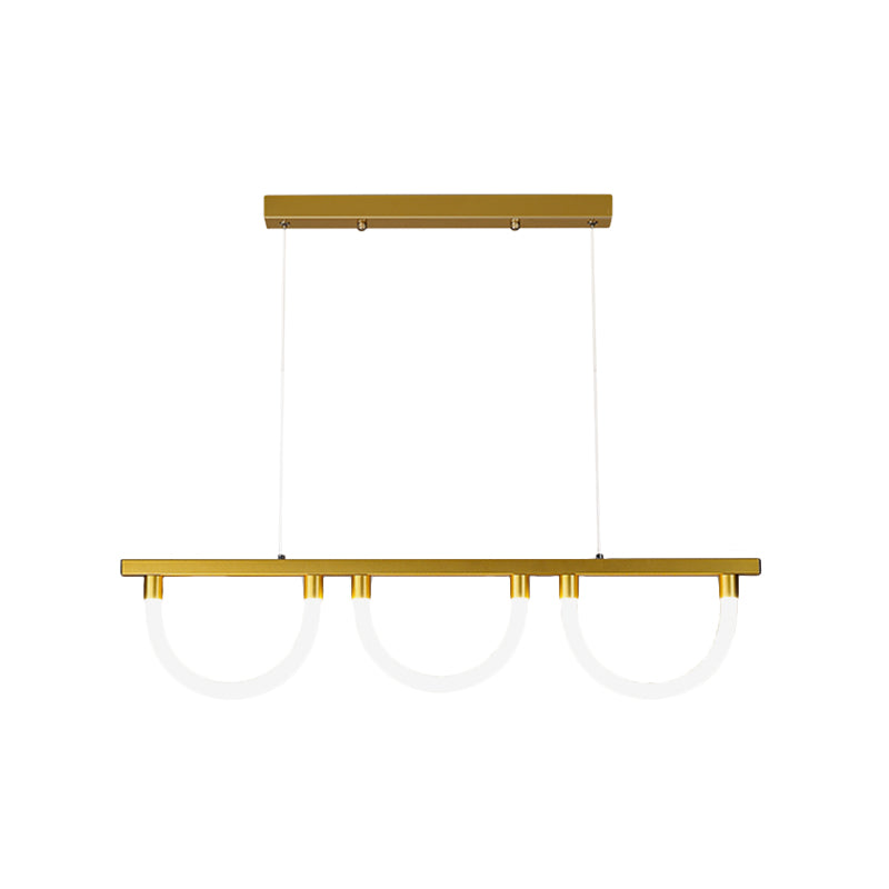 Semicircle Kitchen Down Lighting Acrylic 3 Lights Contemporary Island Lamp in Black/Gold Clearhalo 'Ceiling Lights' 'Island Lights' Lighting' 1724786