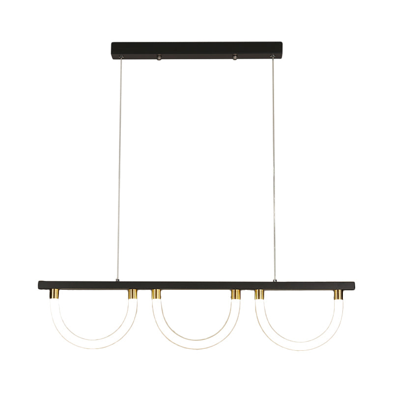 Semicircle Kitchen Down Lighting Acrylic 3 Lights Contemporary Island Lamp in Black/Gold Clearhalo 'Ceiling Lights' 'Island Lights' Lighting' 1724791