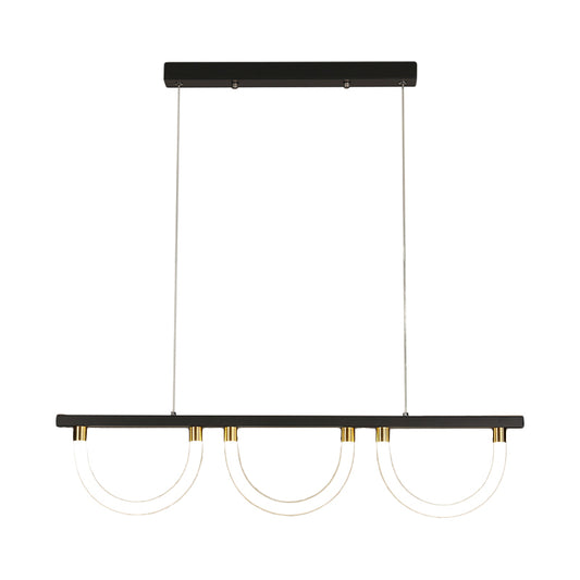 Semicircle Kitchen Down Lighting Acrylic 3 Lights Contemporary Island Lamp in Black/Gold Clearhalo 'Ceiling Lights' 'Island Lights' Lighting' 1724791
