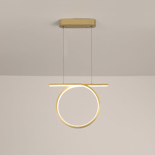 Gold Round Hanging Lamp Kit Simplicity LED Metal Suspended Lighting Fixture in Warm/White Light Gold Clearhalo 'Ceiling Lights' 'Modern Pendants' 'Modern' 'Pendant Lights' 'Pendants' Lighting' 1724796