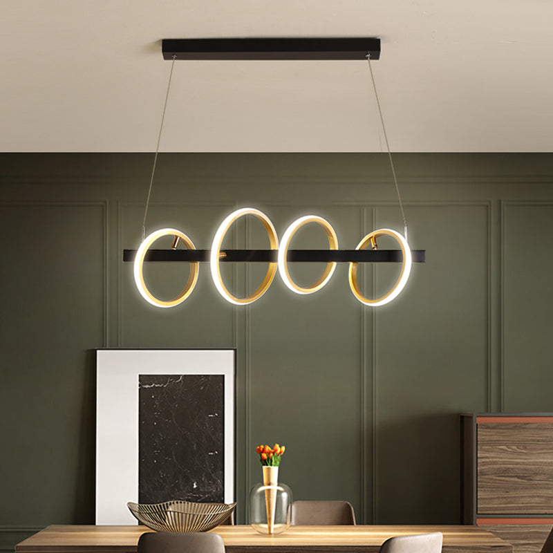 Simple Circles Ceiling Pendant Metal 4/5 Heads Dining Room Island Lighting Ideas in Gold, Warm/White Light 4 Gold Clearhalo 'Ceiling Lights' 'Island Lights' Lighting' 1724808