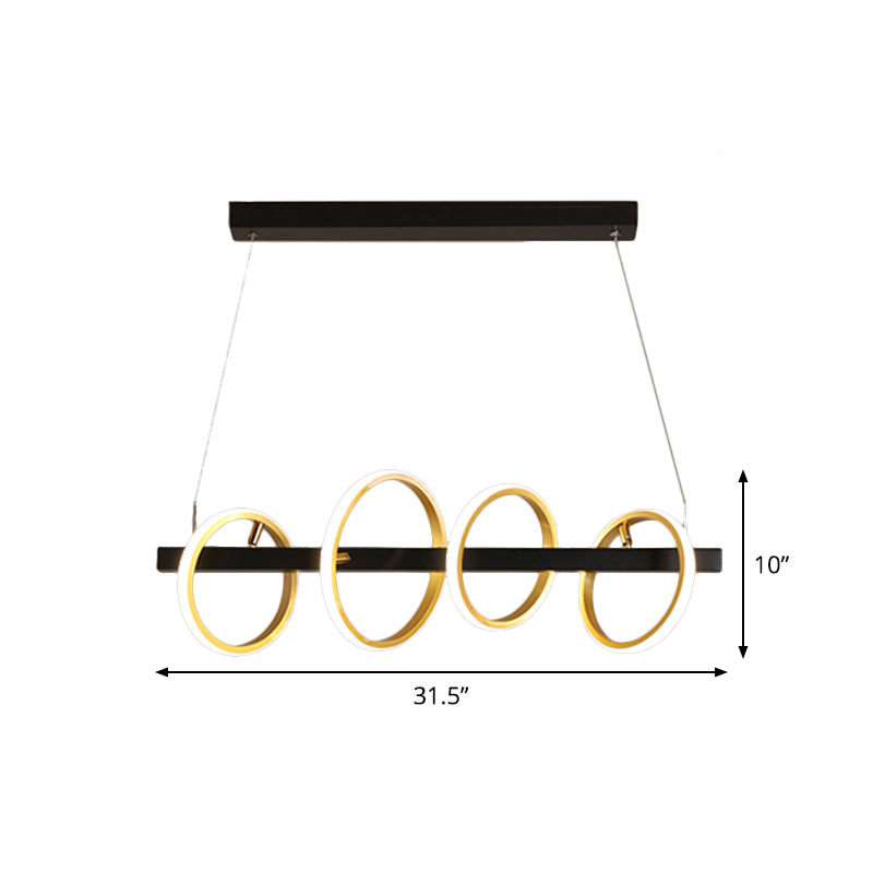 Simple Circles Ceiling Pendant Metal 4/5 Heads Dining Room Island Lighting Ideas in Gold, Warm/White Light Clearhalo 'Ceiling Lights' 'Island Lights' Lighting' 1724811