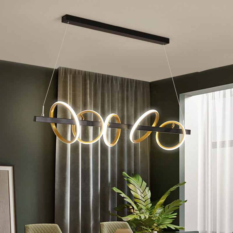 Simple Circles Ceiling Pendant Metal 4/5 Heads Dining Room Island Lighting Ideas in Gold, Warm/White Light 5 Gold Clearhalo 'Ceiling Lights' 'Island Lights' Lighting' 1724812