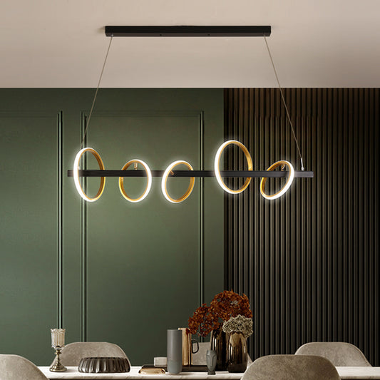 Simple Circles Ceiling Pendant Metal 4/5 Heads Dining Room Island Lighting Ideas in Gold, Warm/White Light Clearhalo 'Ceiling Lights' 'Island Lights' Lighting' 1724813