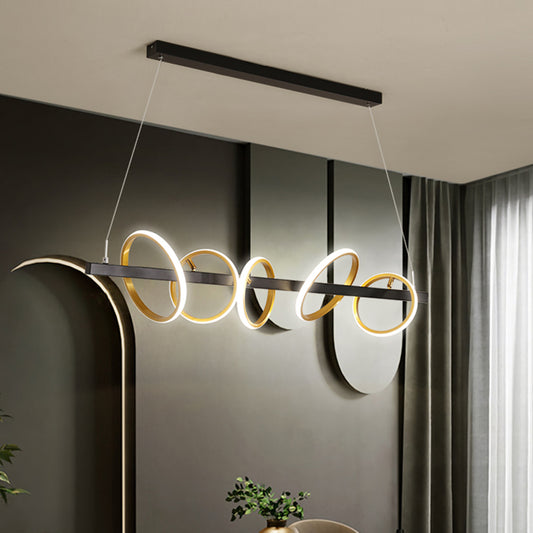 Simple Circles Ceiling Pendant Metal 4/5 Heads Dining Room Island Lighting Ideas in Gold, Warm/White Light Clearhalo 'Ceiling Lights' 'Island Lights' Lighting' 1724814