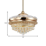19" W Gold LED Conic Semi Flush Lamp Minimalism Crystal Ball Hanging Fan Light Fixture Clearhalo 'Ceiling Fans with Lights' 'Ceiling Fans' 'Modern Ceiling Fans' 'Modern' Lighting' 1724869
