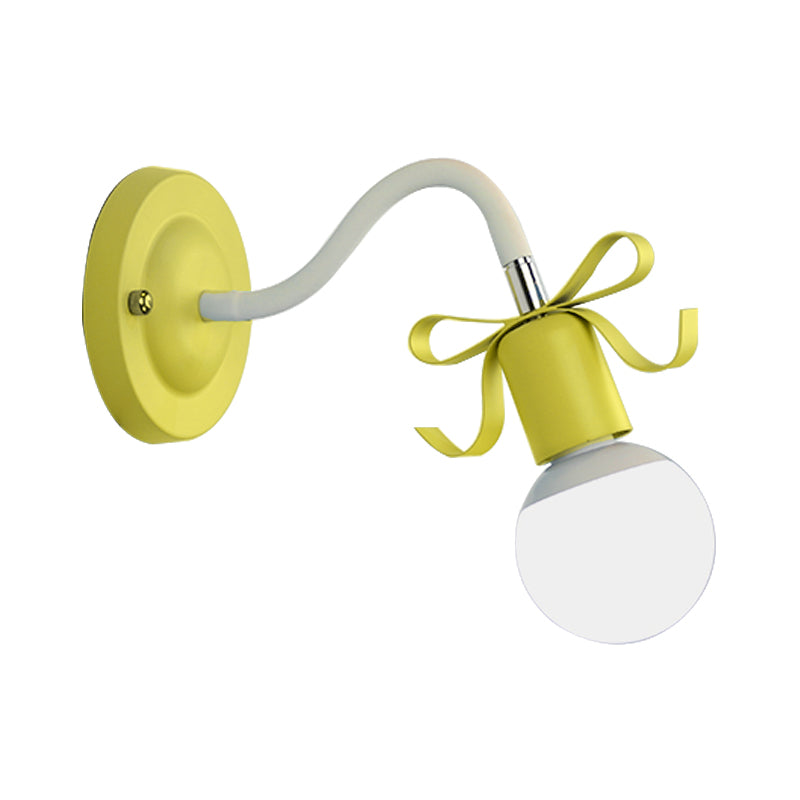 Metal Bare Bulb Wall Light with Bow Single Head Nordic Style Wall Lamp for Kindergarten Clearhalo 'Wall Lamps & Sconces' 'Wall Lights' Lighting' 172516