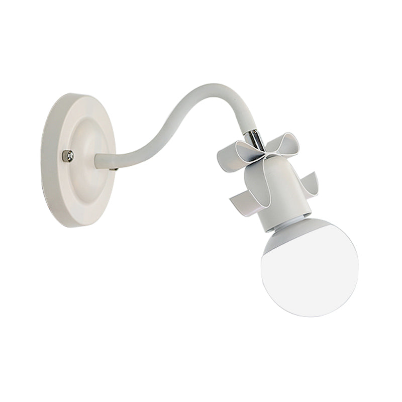 Metal Bare Bulb Wall Light with Bow Single Head Nordic Style Wall Lamp for Kindergarten Clearhalo 'Wall Lamps & Sconces' 'Wall Lights' Lighting' 172518