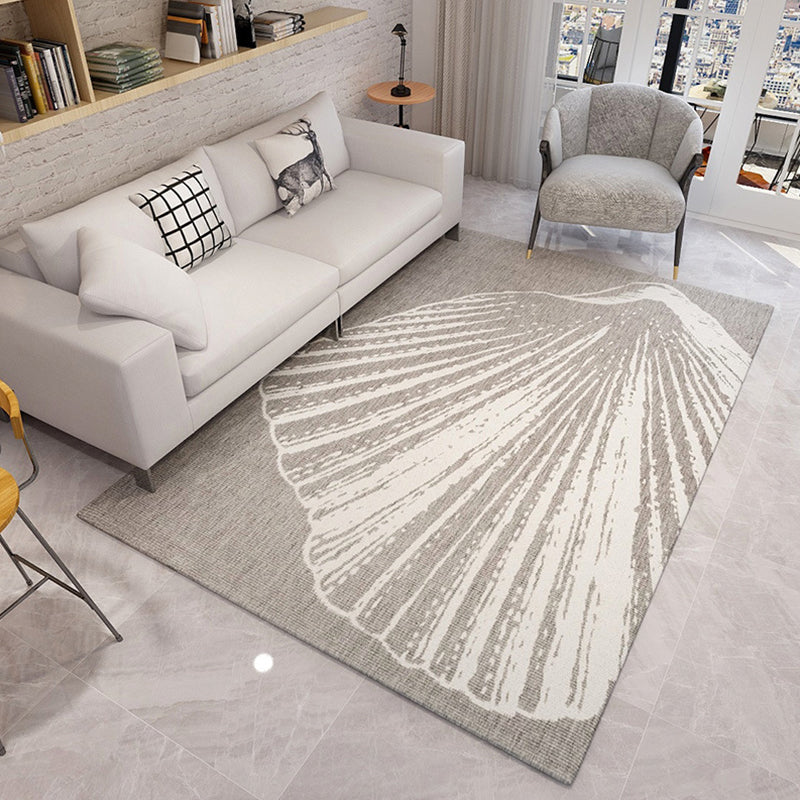 Stylish Feather Pattern Rug with Leaf Grey Contemporary Rug Polyester Pet Friendly Non-Slip Backing Washable Area Rug for Living Room Light Gray Clearhalo 'Area Rug' 'Modern' 'Rugs' Rug' 1725302