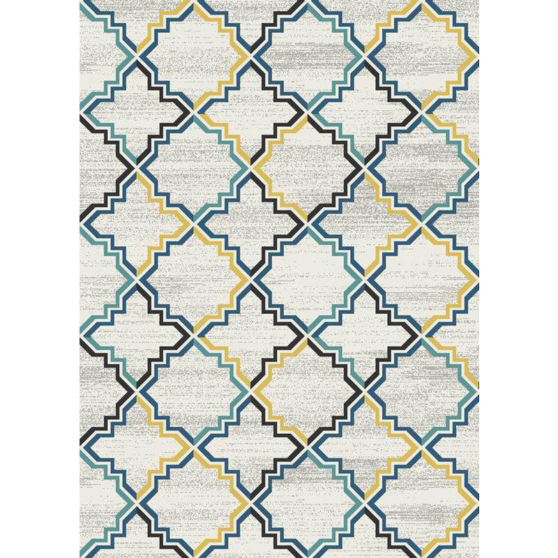 Stylish Striped Pattern Rug with Flower Grey and Yellow Bohemian Rug Synthetics Pet Friendly Non-Slip Backing Washable Area Rug for Living Room Clearhalo 'Area Rug' 'Moroccan' 'Rugs' Rug' 1725306