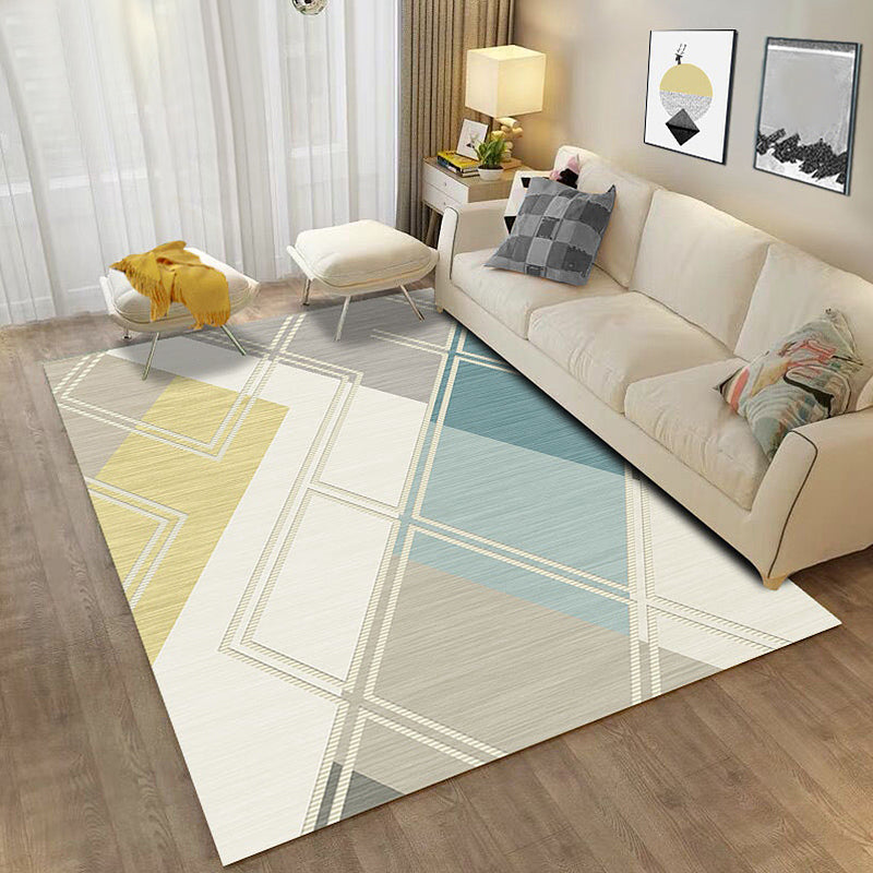 Minimalist Colorblock Geometric Pattern Rug Beige Polyester Rug Washable Pet Friendly Non-Slip Area Rug for Living Room Beige Clearhalo 'Area Rug' 'Modern' 'Rugs' Rug' 1725355