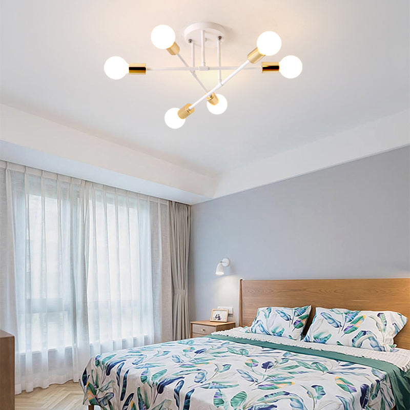 Modern Stacked Linear Ceiling Light Metal Energy Saving Semi Flushmount Light for Hotel 6 White Clearhalo 'Ceiling Lights' 'Close To Ceiling Lights' 'Close to ceiling' 'Semi-flushmount' Lighting' 172536