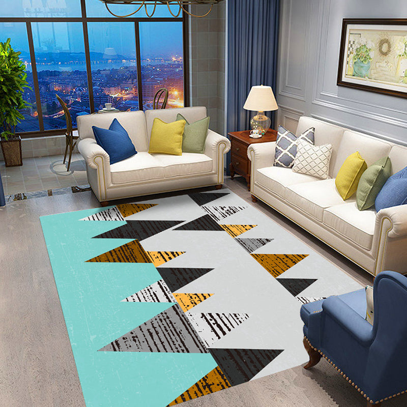 Colorful Geometric Pattern Rug Blue Modernist Rug Polyester Washable Pet Friendly Anti-Slip Carpet for Living Room Sky Blue Clearhalo 'Area Rug' 'Modern' 'Rugs' Rug' 1725425