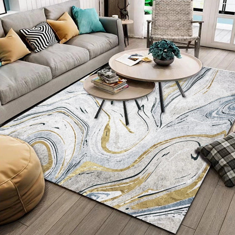 Stylish Watercolor Pattern Rug Blue Industrial Rug Polyester Pet