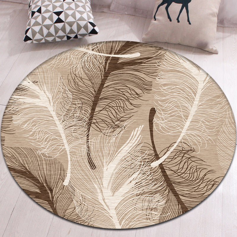 Modern Botanical Pattern Rug with Feather Multicolor Polyester Rug Washable Pet Friendly Non-Slip Area Rug for Living Room Light Brown Clearhalo 'Area Rug' 'Modern' 'Rugs' Rug' 1725525