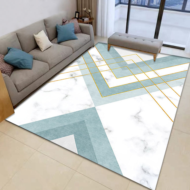 Nordic Geometric Pattern Rug Green and Pink Polyester Rug Washable Pet Friendly Non-Slip Area Rug for Living Room Green Clearhalo 'Area Rug' 'Modern' 'Rugs' Rug' 1725542