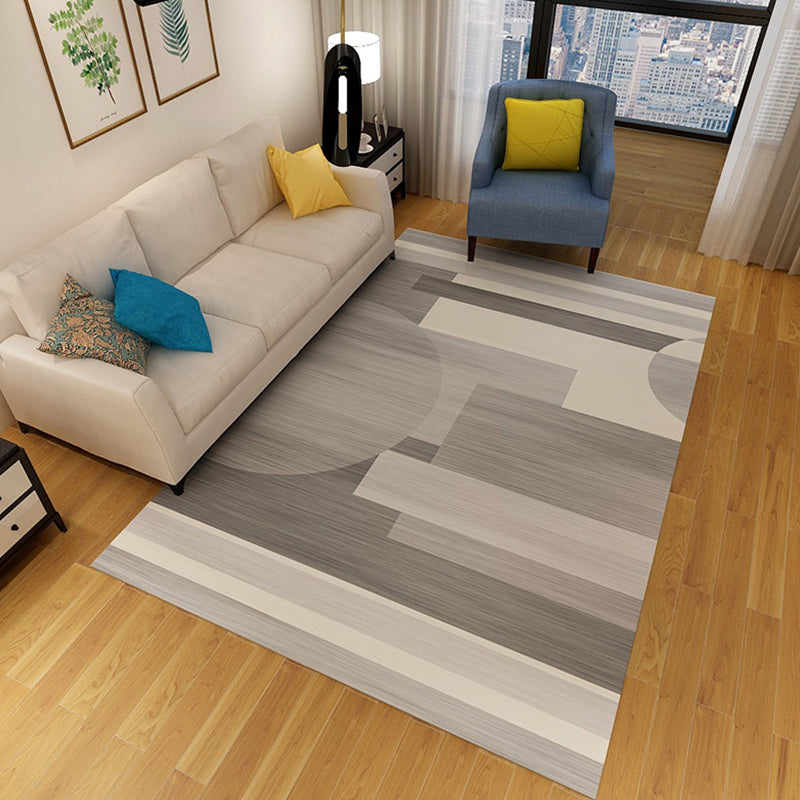 Novelty Geometric Pattern Rug Beige and Grey Polyester Rug Washable Pet Friendly Non-Slip Area Rug for Living Room Grey Clearhalo 'Area Rug' 'Modern' 'Rugs' Rug' 1725599