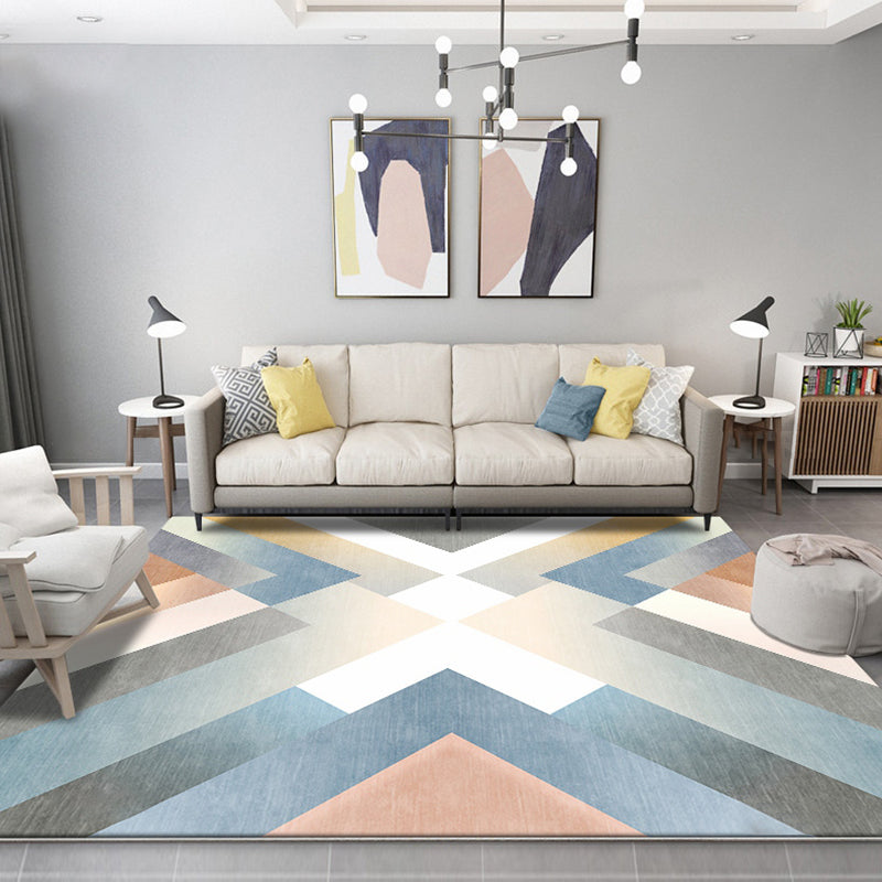 Multicolor Contemporary Rug Polyester Geometric Pattern Rug Pet Friendly Washable Anti-Slip Backing Carpet for Living Room Blue Clearhalo 'Area Rug' 'Modern' 'Rugs' Rug' 1725638