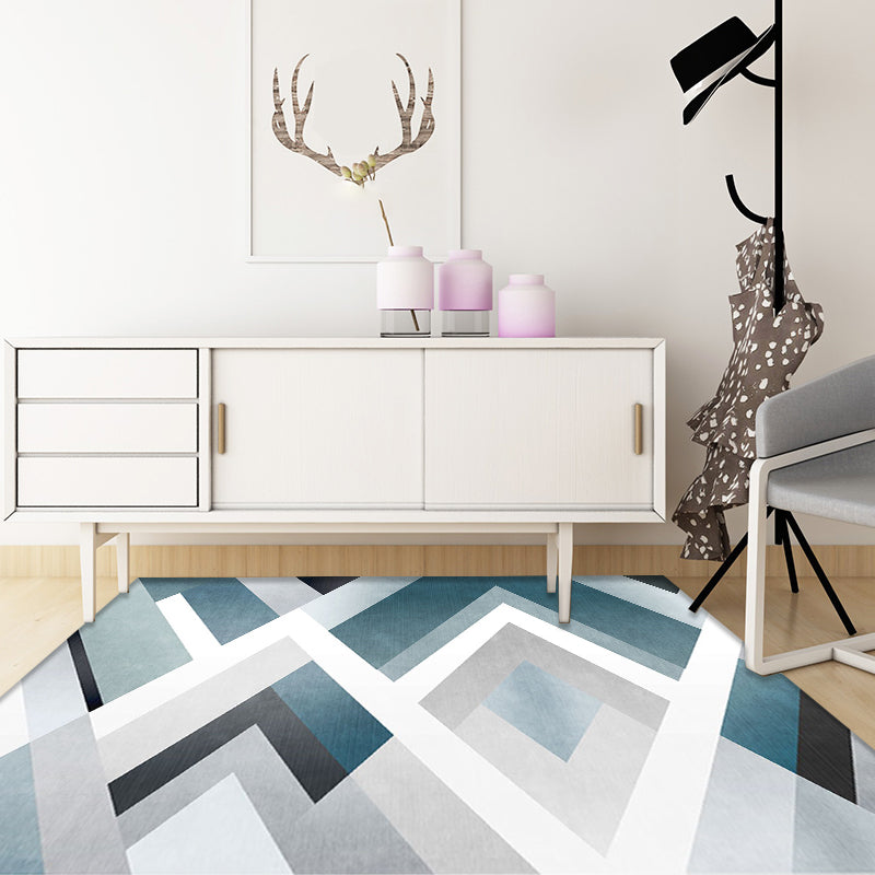 Unique Geometric Pattern Rug Blue and White Modern Rug Polyester Washable Pet Friendly Anti-Slip Carpet for Living Room Clearhalo 'Area Rug' 'Modern' 'Rugs' Rug' 1725647