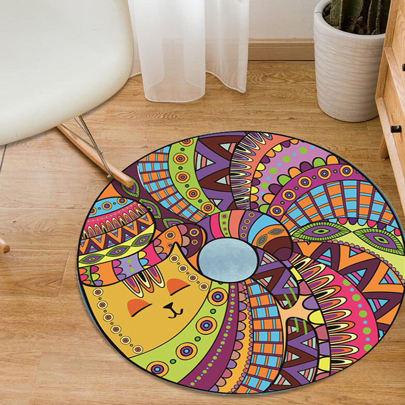 Colorful Cartoon Animal Pattern Rug with Fish Multicolor Kids Rug Polyester Washable Pet Friendly Anti-Slip Carpet for Children's Room Purple Clearhalo 'Area Rug' 'Rug' 1725661