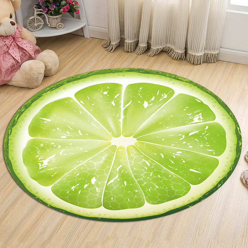 Green and Orange Kids Rug Polyester Fruit Pattern Rug Pet Friendly Washable Anti-Slip Backing Carpet for Decoration Pea Green Clearhalo 'Area Rug' 'Rug' 1725677