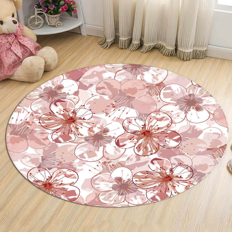 Novelty Flower Pattern Rug with Branch Pink and Blue Kids Rug Cotton Washable Pet Friendly Anti-Slip Carpet for Children's Room Red Clearhalo 'Area Rug' 'Rug' 1725684