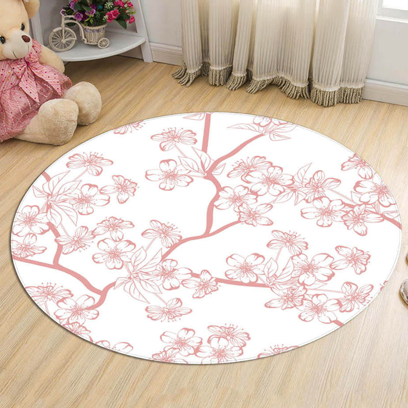 Novelty Flower Pattern Rug with Branch Pink and Blue Kids Rug Cotton Washable Pet Friendly Anti-Slip Carpet for Children's Room Pink Clearhalo 'Area Rug' 'Rug' 1725686