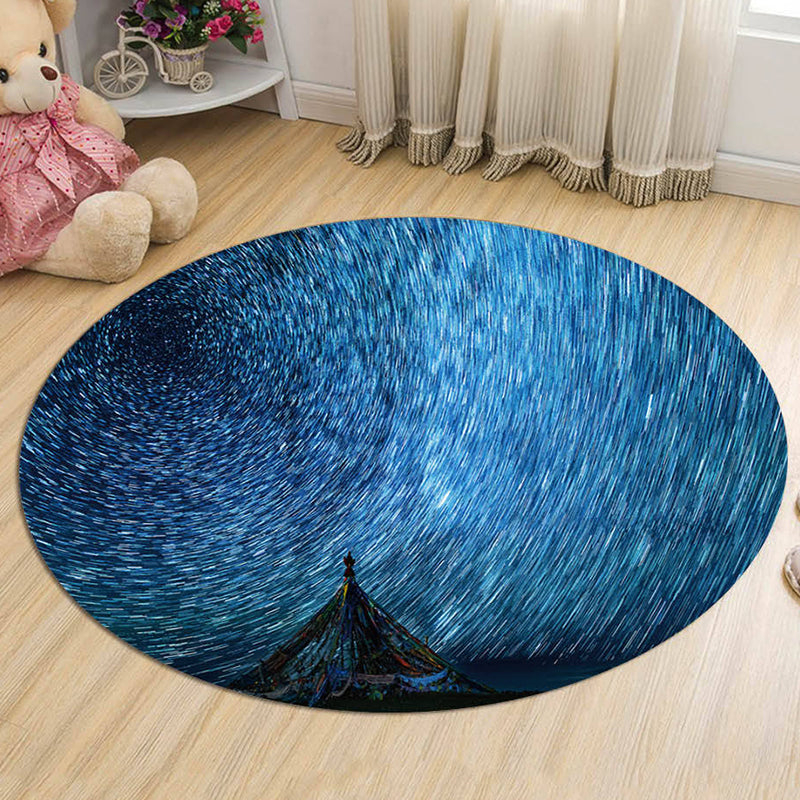 Kids Galaxy Pattern Rug Blue and Purple Polyester Rug Washable Pet Friendly Non-Slip Area Rug for Child's Bedroom Sky Blue Clearhalo 'Area Rug' 'Rug' 1725688