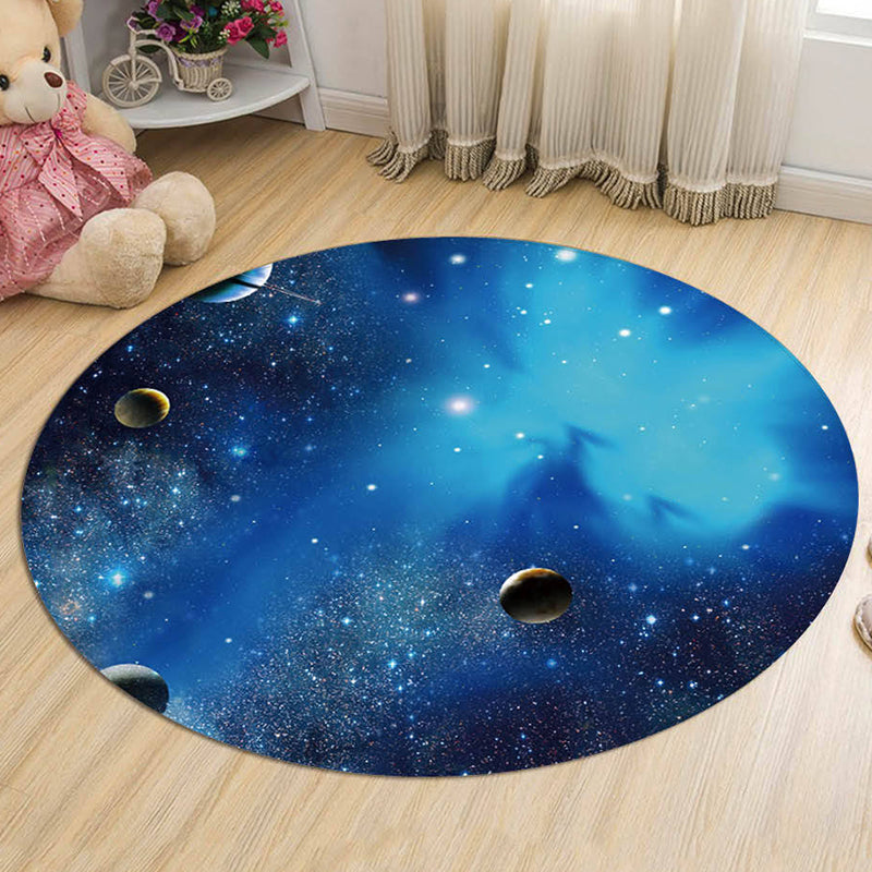 Kids Galaxy Pattern Rug Blue and Purple Polyester Rug Washable Pet Friendly Non-Slip Area Rug for Child's Bedroom Blue Clearhalo 'Area Rug' 'Rug' 1725693