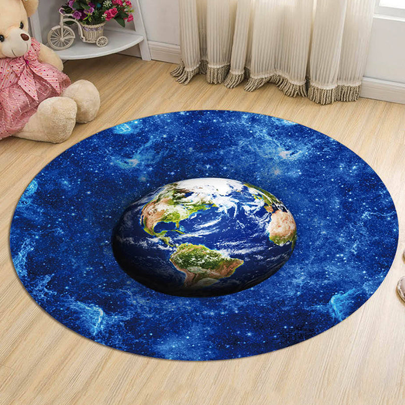 Kids Galaxy Pattern Rug Blue and Purple Polyester Rug Washable Pet Friendly Non-Slip Area Rug for Child's Bedroom Dark Blue Clearhalo 'Area Rug' 'Rug' 1725694