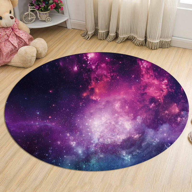 Kids Galaxy Pattern Rug Blue and Purple Polyester Rug Washable Pet Friendly Non-Slip Area Rug for Child's Bedroom Purple Clearhalo 'Area Rug' 'Rug' 1725695