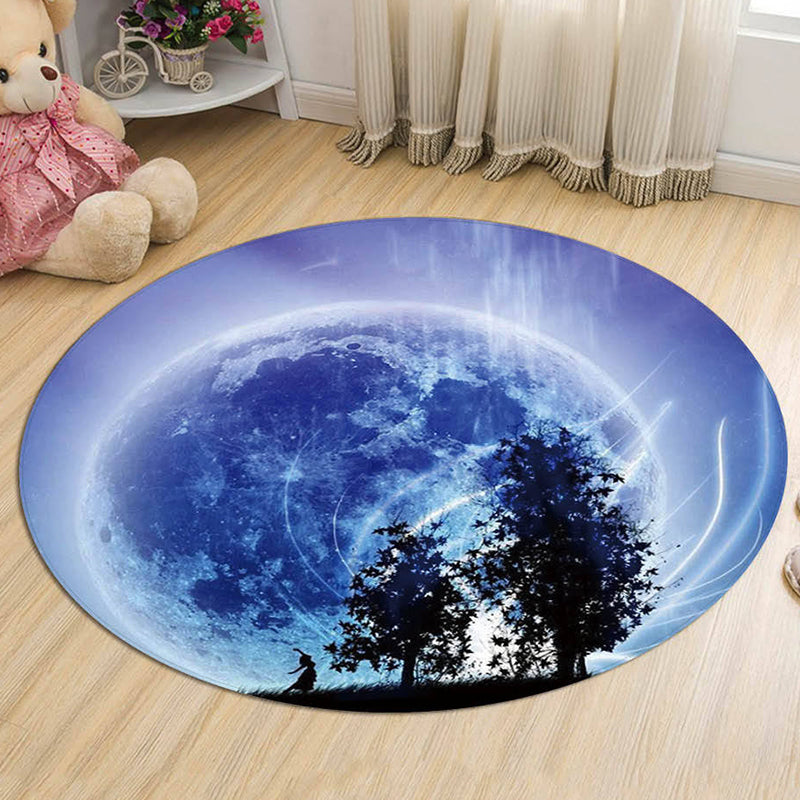 Kids Galaxy Pattern Rug Blue and Purple Polyester Rug Washable Pet Friendly Non-Slip Area Rug for Child's Bedroom Light Blue Clearhalo 'Area Rug' 'Rug' 1725696