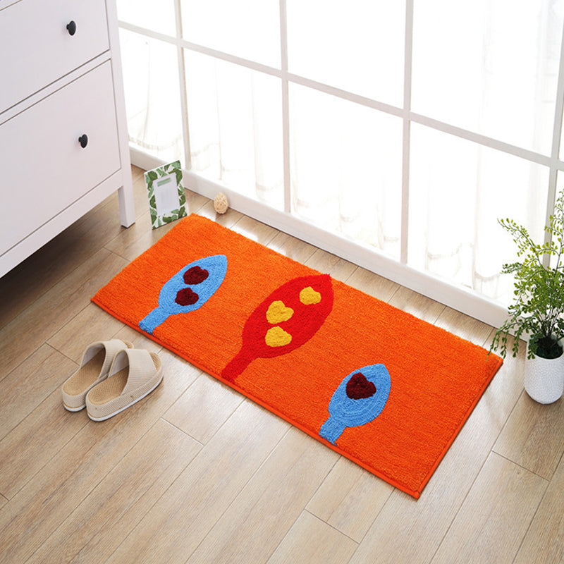 Blue and Orange Kids Rug Polyester Leaf and Flower Pattern Rug Pet Friendly Washable Anti-Slip Backing Carpet for Decoration Yellow-Red Clearhalo 'Area Rug' 'Rug' 1725828