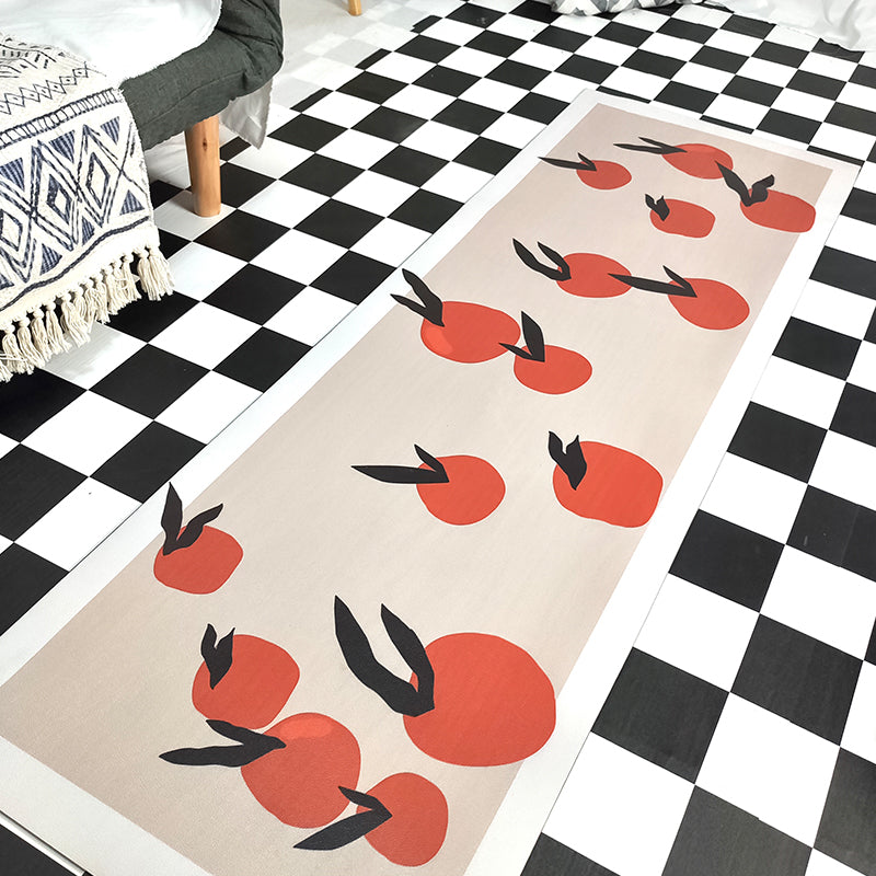 Modern Fruit Pattern Rug Orange Polyester Rug Washable Pet Friendly Non-Slip Area Rug for Kitchen Orange Clearhalo 'Area Rug' 'Modern' 'Rugs' Rug' 1725850