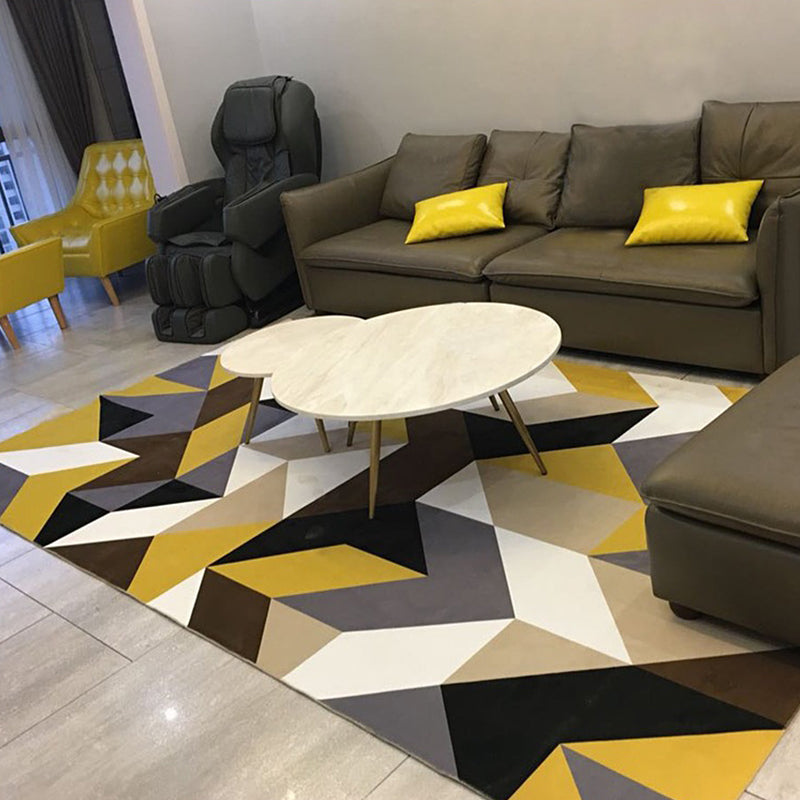 Unique Geometric Pattern Rug Multicolor Modernist Rug Polyester Washable Pet Friendly Anti-Slip Carpet for Living Room Yellow Clearhalo 'Area Rug' 'Modern' 'Rugs' Rug' 1726003