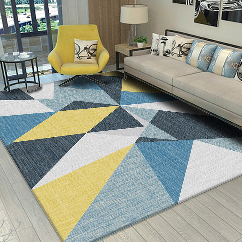 Unique Geometric Pattern Rug Multicolor Modernist Rug Polyester Washable Pet Friendly Anti-Slip Carpet for Living Room Blue Clearhalo 'Area Rug' 'Modern' 'Rugs' Rug' 1726006