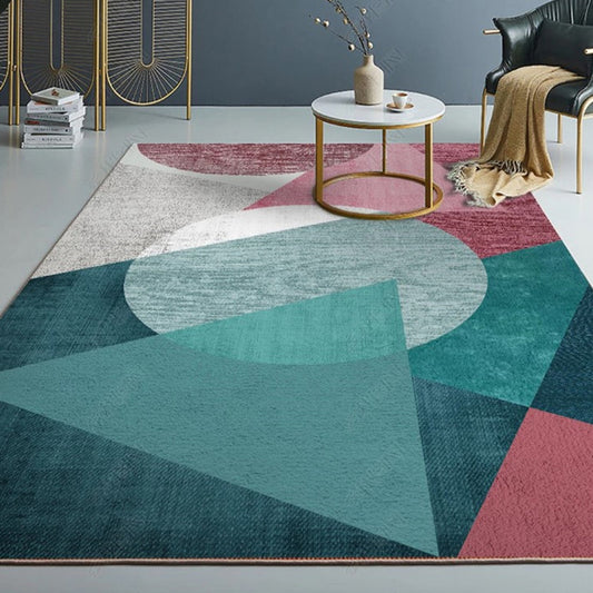 Stylish Colorblock Rug Orange Multicolor Contemporary Rug Polyester Pet Friendly Non-Slip Backing Washable Area Rug for Living Room Aqua Clearhalo 'Area Rug' 'Modern' 'Rugs' Rug' 1726084