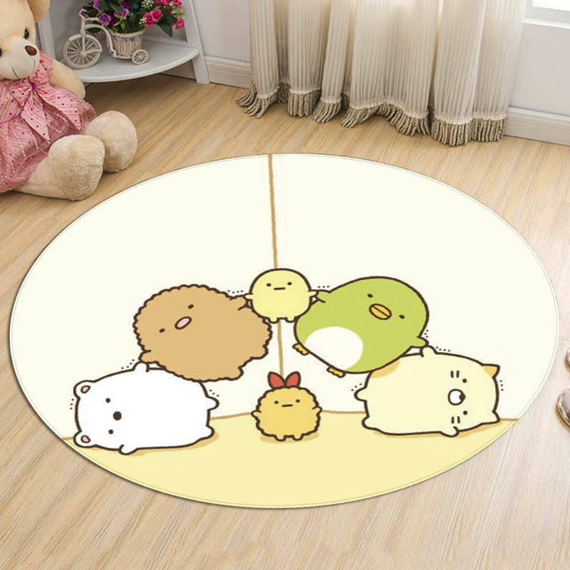 Stylish Cartoon Animal Pattern Rug Multicolor Kids Rug Polyester Washable Pet Friendly Anti-Slip Carpet for Children's Room Yellow Clearhalo 'Area Rug' 'Rug' 1726107