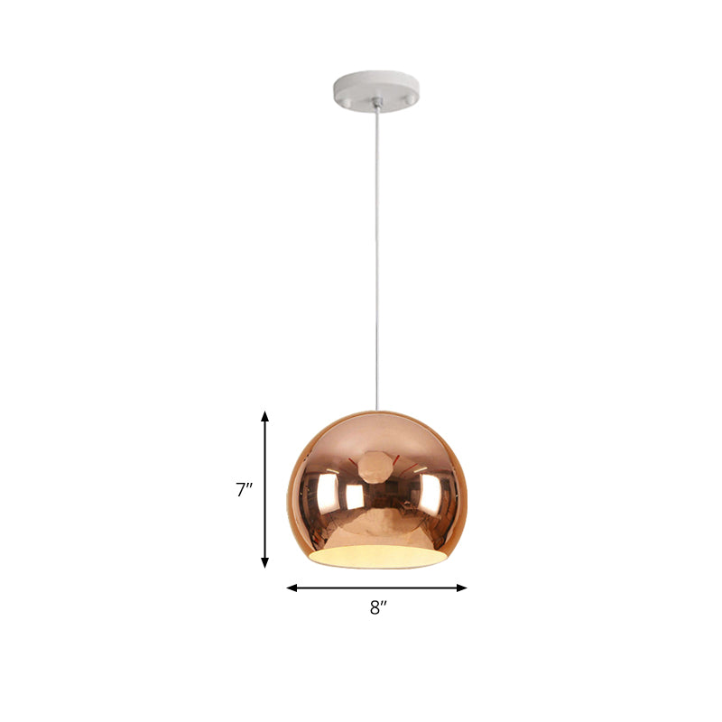 Globe Hanging Pendant Light Nordic Iron 1 Light Chrome/Rose Gold Hanging Ceiling Light Clearhalo 'Ceiling Lights' 'Modern Pendants' 'Modern' 'Pendant Lights' 'Pendants' Lighting' 172611