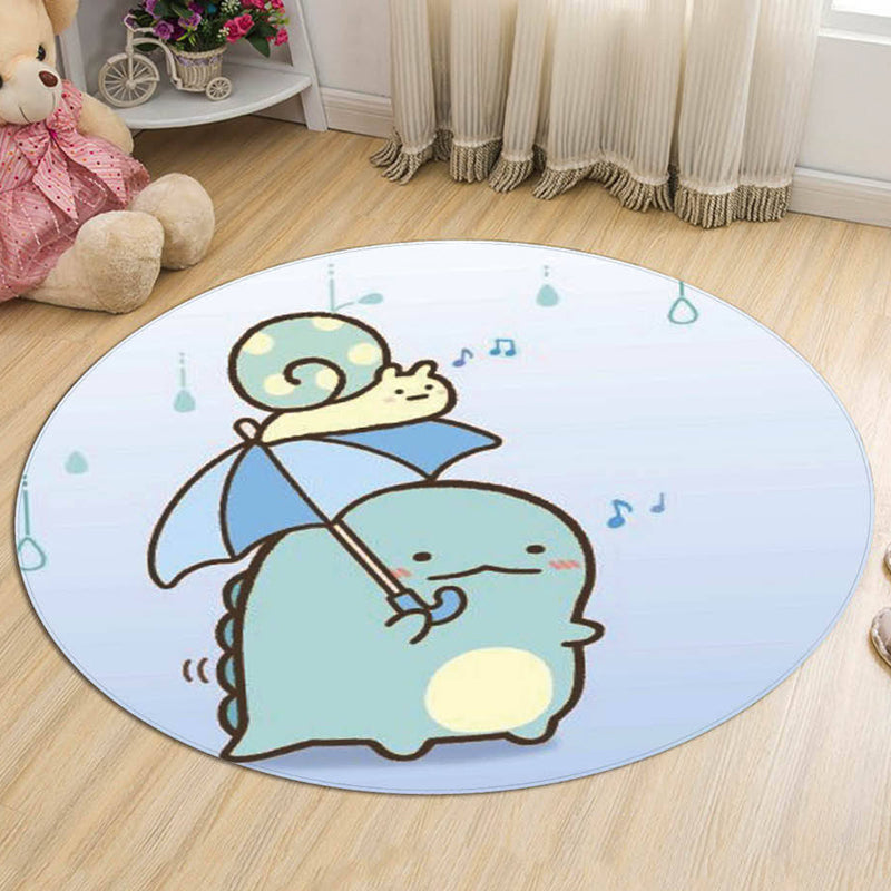 Stylish Cartoon Animal Pattern Rug Multicolor Kids Rug Polyester Washable Pet Friendly Anti-Slip Carpet for Children's Room Blue Clearhalo 'Area Rug' 'Rug' 1726110